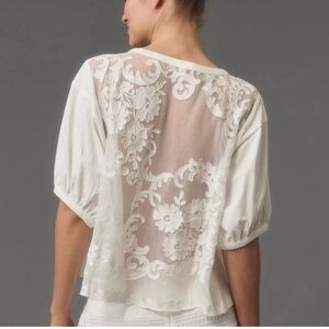 Anthropologie Embellished Mesh-Back Top (lace)
Size small NWOT